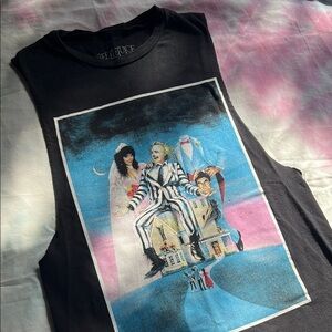 Vintage Beetlejuice Graphic Sleeveless Cut-off Tee Athletic Tshirt